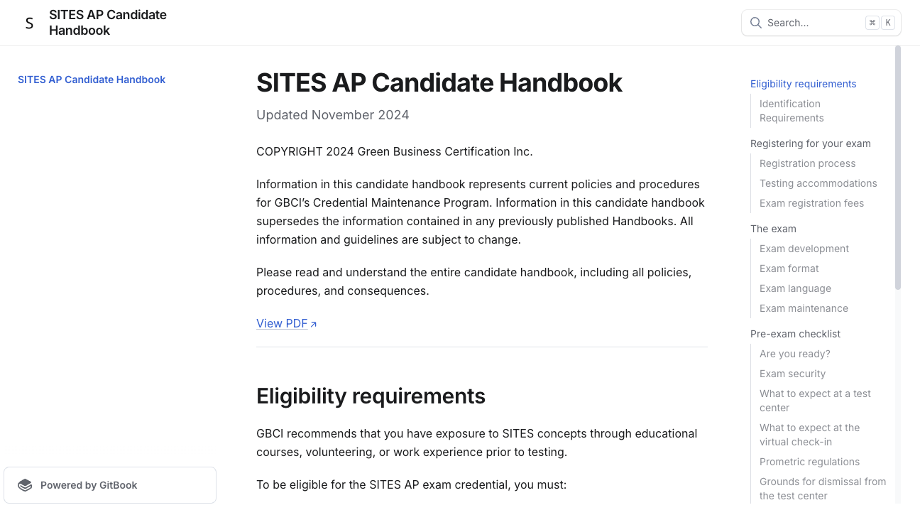 SITES AP candidate handbook
